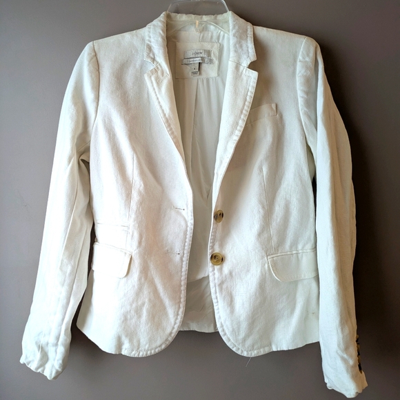 J. Crew Jackets & Blazers - J. Crew White Linen School Boy Blazer 6